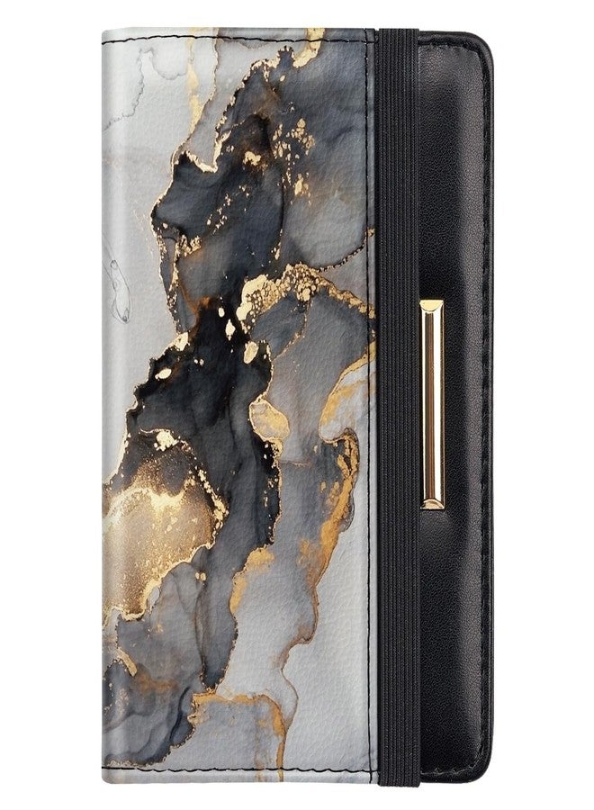 Coco Rossi Passport Holder,RFID Blocking Passport Cover Cute Floral Traveling Passport Wallet for Women Gold Grey - Image 1